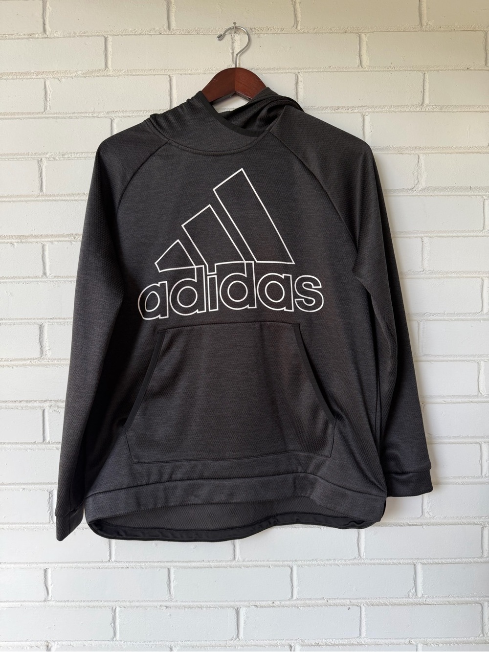 Adidas Team Issue Climawarm Pullover Hoodie Black Outlined Logo Regular Fit